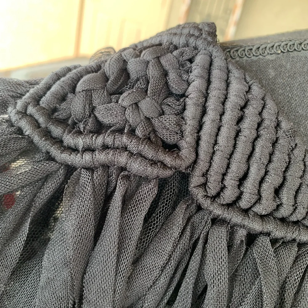 Black Tulle‎ Fringe Cocktail Mini Dress